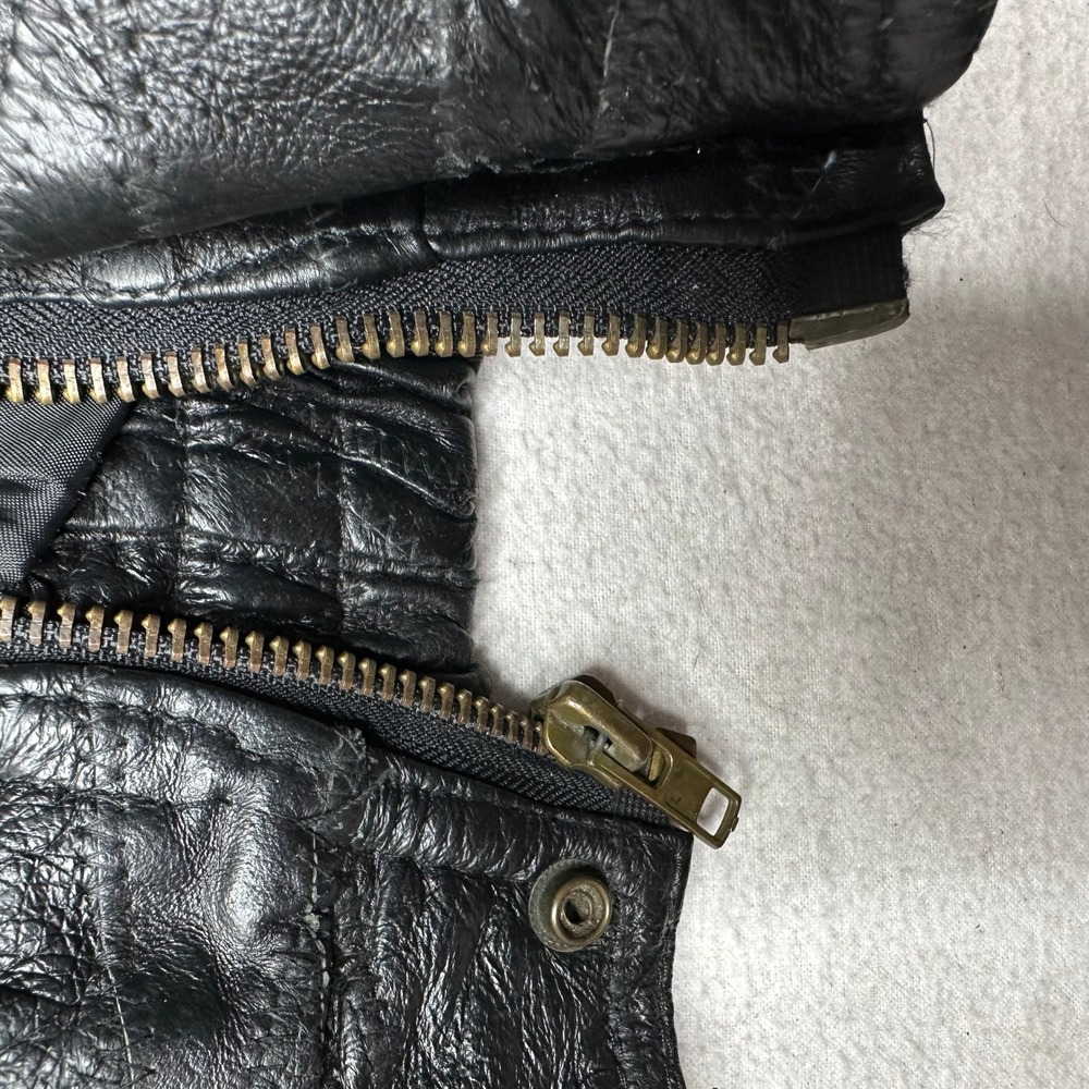 Flight Path Mens Black Leather Patchwork Bomber J… - image 12